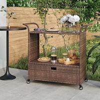 vidaXL Serveringsvagn med låda brun 100x45x97 cm konstrotting