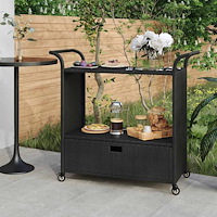 vidaXL Serveringsvagn med låda svart 100x45x97 cm konstrotting