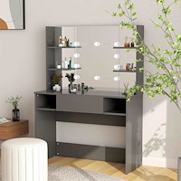 vidaXL Sminkbord med LED-belysning 100x40x135 cm MDF grå