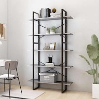 vidaXL Bokhylla 5 hyllplan betonggrå 100x30x175 cm konstruerat trä