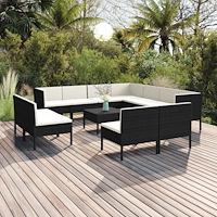 vidaXL Loungegrupp med dynor 12 delar konstrotting brun