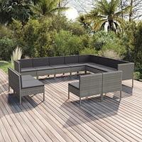 vidaXL Loungegrupp för trädgården med dynor 12 delar konstrotting grå