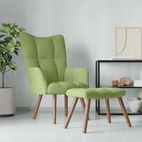 vidaXL Vilstol med fotpall ljusgrön sammet