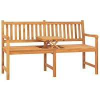 vidaXL Trädgårdsbänk 3-sits med bord 150 cm massiv teak