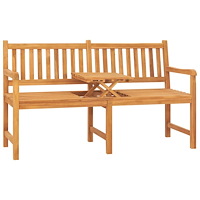 vidaXL Trädgårdsbänk 3-sits med bord 150 cm massiv teak