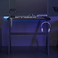 vidaXL Gamingskrivbord LED med Y-formade ben svart 90x60x75 cm