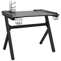 vidaXL Gamingskrivbord LED med Y-formade ben svart 90x60x75 cm