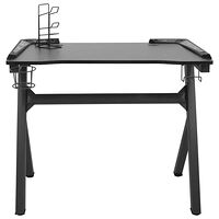 vidaXL Gamingskrivbord LED med Y-formade ben svart 90x60x75 cm