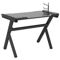 vidaXL Gamingskrivbord LED med Y-formade ben svart 90x60x75 cm