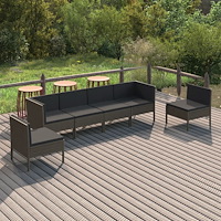 vidaXL Loungegrupp med dynor 6 delar konstrotting grå