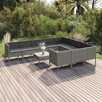 vidaXL Loungegrupp för trädgården med dynor 11 delar konstrotting grå