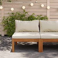 vidaXL Mittensits med gräddvit dyna akaciaträ