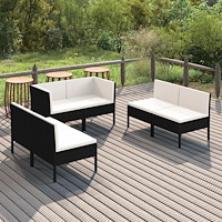 vidaXL Loungegrupp med dynor 6 delar svart konstrotting