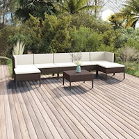 vidaXL Loungegrupp med dynor 8 delar konstrotting brun