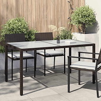 vidaXL Utebord 150x90x75 cm Härdat glas och konstrotting brun