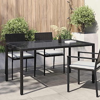 vidaXL Utebord 150x90x75 cm Härdat glas och konstrotting svart