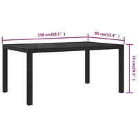 vidaXL Utebord 150x90x75 cm Härdat glas och konstrotting svart