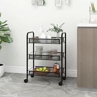 vidaXL Rullvagn 3 våningar svart 46x26x64 cm järn