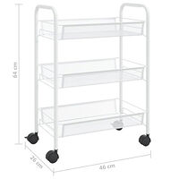 vidaXL Rullvagn 3 våningar vit 46x26x64 cm järn