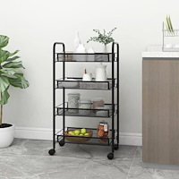 vidaXL Rullvagn 4 våningar svart 46x26x85 cm järn