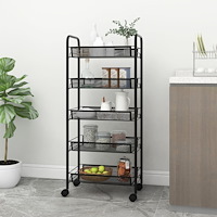 vidaXL Rullvagn 5 våningar svart 46x26x105 cm järn