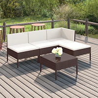 vidaXL Loungegrupp med dynor 5 delar konstrotting brun