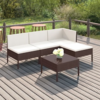 vidaXL Loungegrupp med dynor 5 delar konstrotting brun