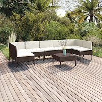 vidaXL Loungegrupp med dynor 8 delar konstrotting brun