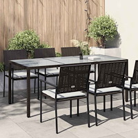 vidaXL Utebord 190x90x75 cm härdat glas och konstrotting brun