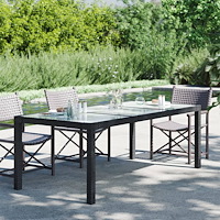 vidaXL Utebord 190x90x75 cm härdat glas och konstrotting svart