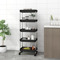 vidaXL Rullvagn 5 våningar svart 42x29x128 cm järn och ABS