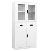 vidaXL Dokumentskåp vit 90x40x180 cm stål och härdat glas