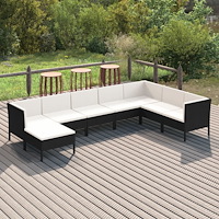 vidaXL Loungegrupp med dynor 8 delar konstrotting svart