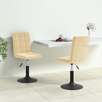 vidaXL Snurrbara matstolar 2 st gräddvit sammet