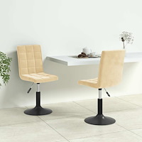 vidaXL Snurrbara matstolar 2 st gräddvit sammet