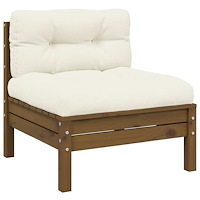 vidaXL Garden Middle Sofa med kuddar Honey Brown Solid Pinewood