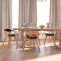 vidaXL Matstolar 4 st svart böjträ och konstläder