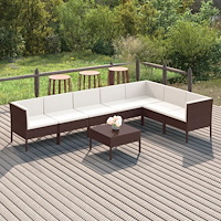 vidaXL Loungegrupp med dynor 8 delar konstrotting brun