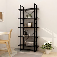 vidaXL Bokhylla 5 hyllor svart 80x30x175 cm konstruerat trä