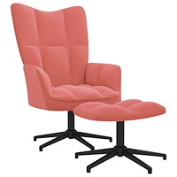 vidaXL Vilstol med fotpall rosa sammet