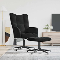vidaXL Vilstol med fotpall svart sammet