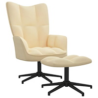 vidaXL Vilstol med fotpall gräddvit sammet