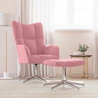 vidaXL Vilstol med fotpall rosa sammet