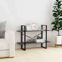 vidaXL Bokhylla 2 hyllplan grå 100x30x70 cm massiv furu