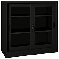 vidaXL Dokumentskåp med skjutdörr svart 90x40x90 cm stål