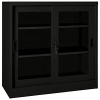 vidaXL Dokumentskåp med skjutdörr svart 90x40x90 cm stål