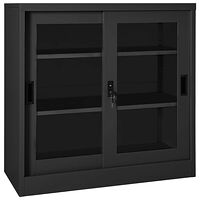 vidaXL Dokumentskåp med skjutdörr antracit 90x40x90 cm stål