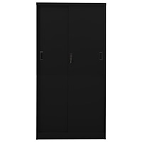 vidaXL Dokumentskåp med skjutdörr svart 90x40x180 cm stål
