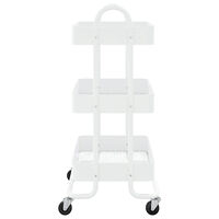 vidaXL Rullvagn 3 våningar vit 43x34x79 cm stål