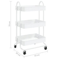 vidaXL Rullvagn 3 våningar vit 43x34x79 cm stål